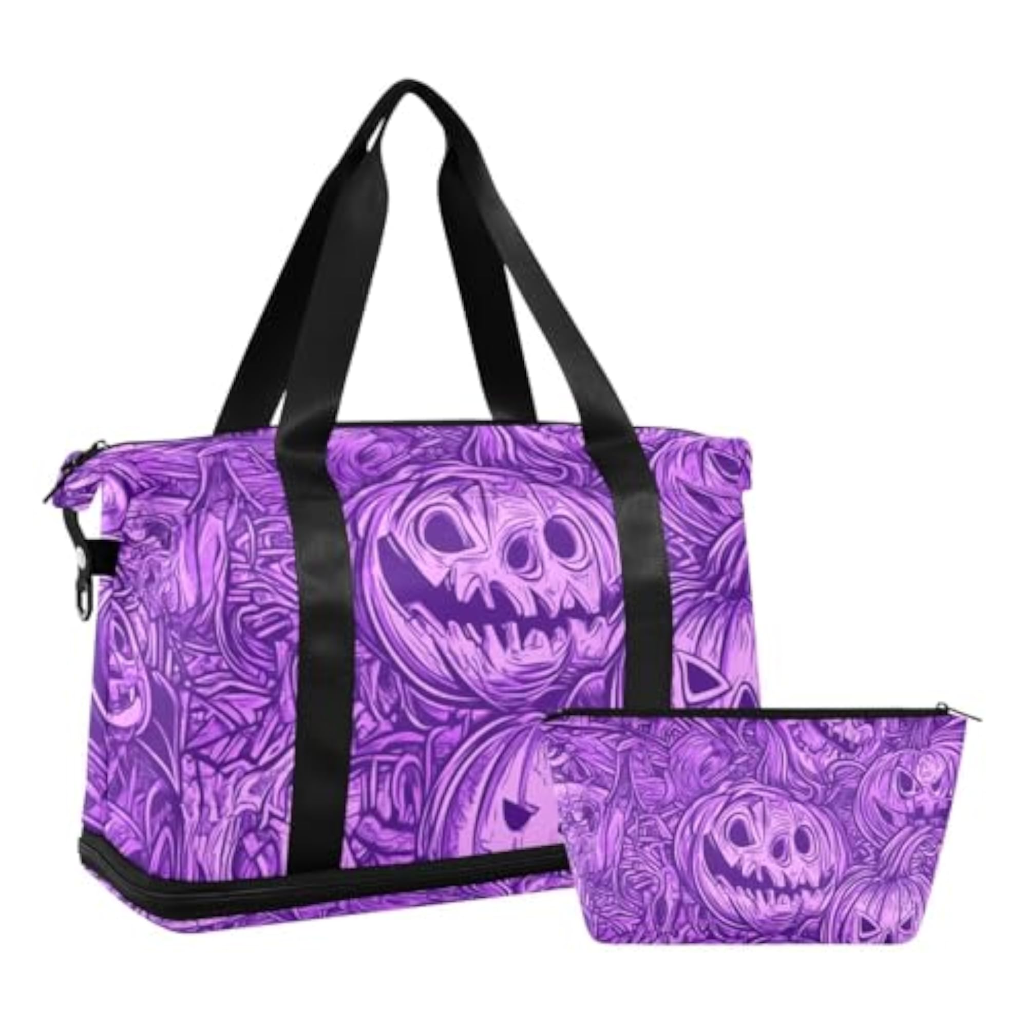 Purple Halloween Evil Pumpkin Gym Tote Bag